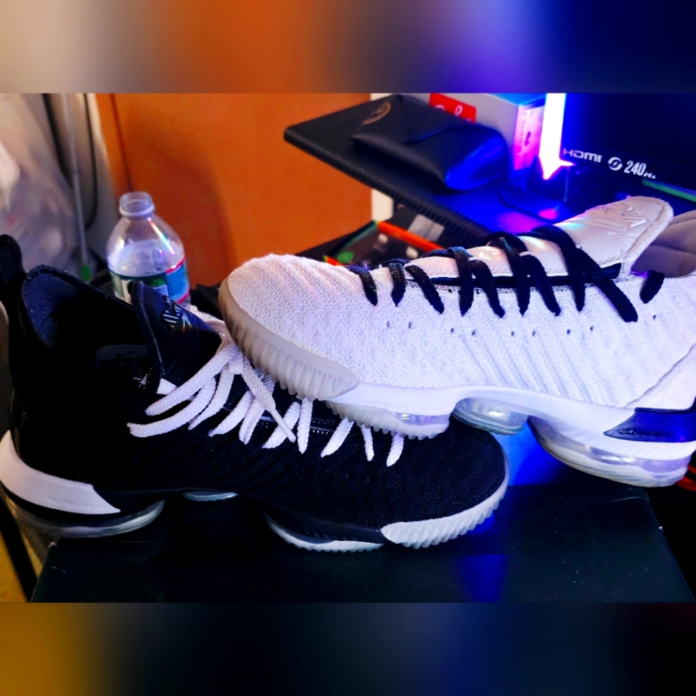 Lebron 16 Low Equality Black and White Athletic Sneakers